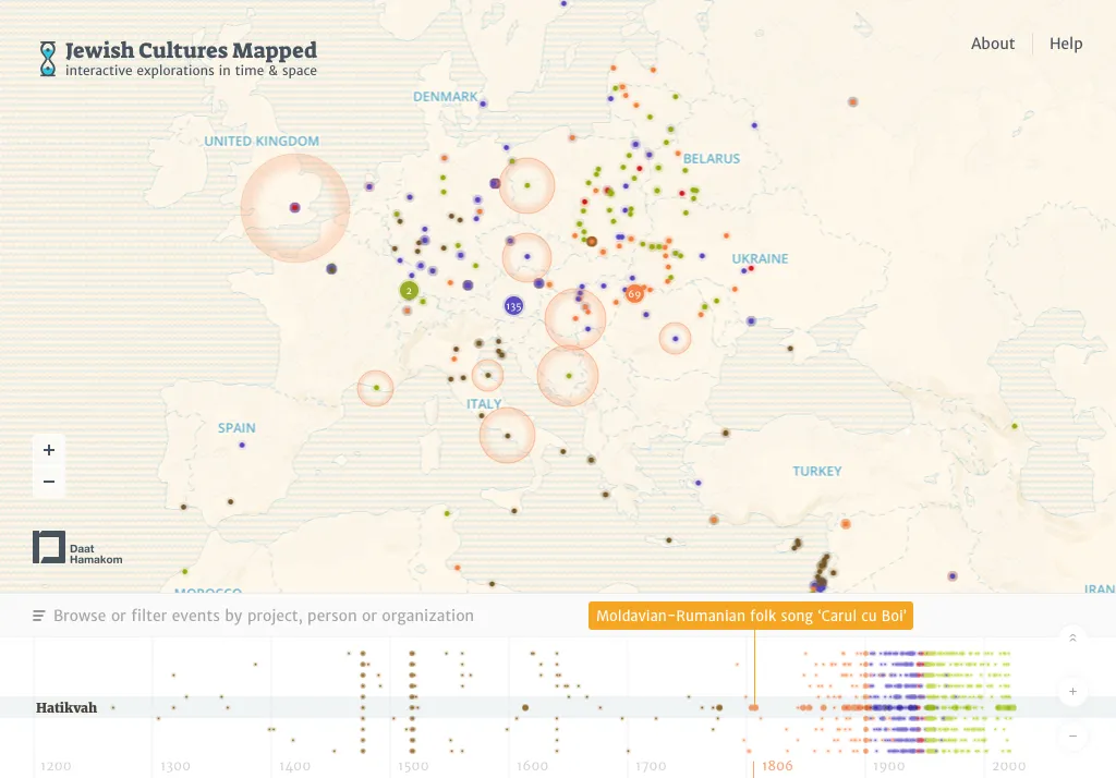 Screenshot of Jewish Cultures Mapped